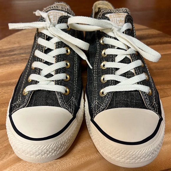Converse Chuck Taylor All Star Ox sneakers black/grey/gold woven Women’s Size 9 - Picture 3 of 16